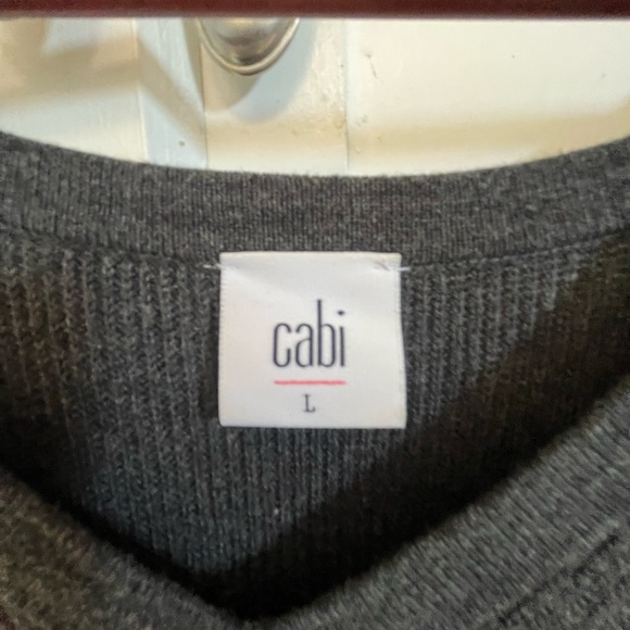 Cabi Dark Gray charcoal knit v-neck sweater - Picture 3 of 5